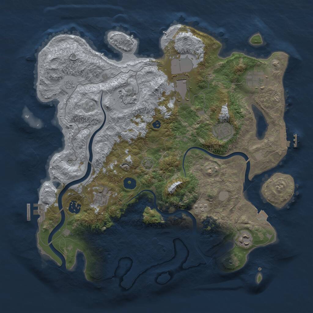 Rust Map: Procedural Map, Size: 3750, Seed: 518249, 14 Monuments