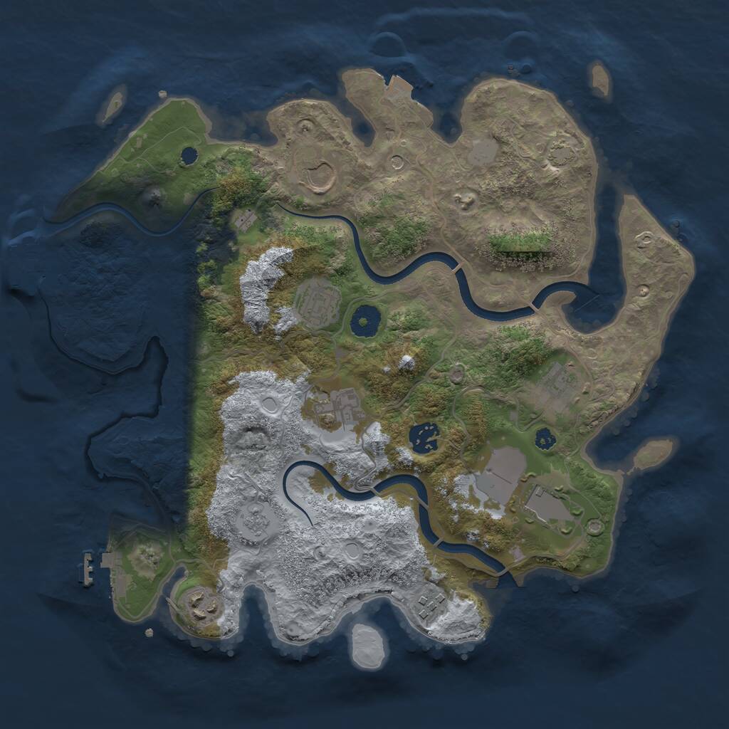 Rust Map: Procedural Map, Size: 3500, Seed: 1624843966, 14 Monuments