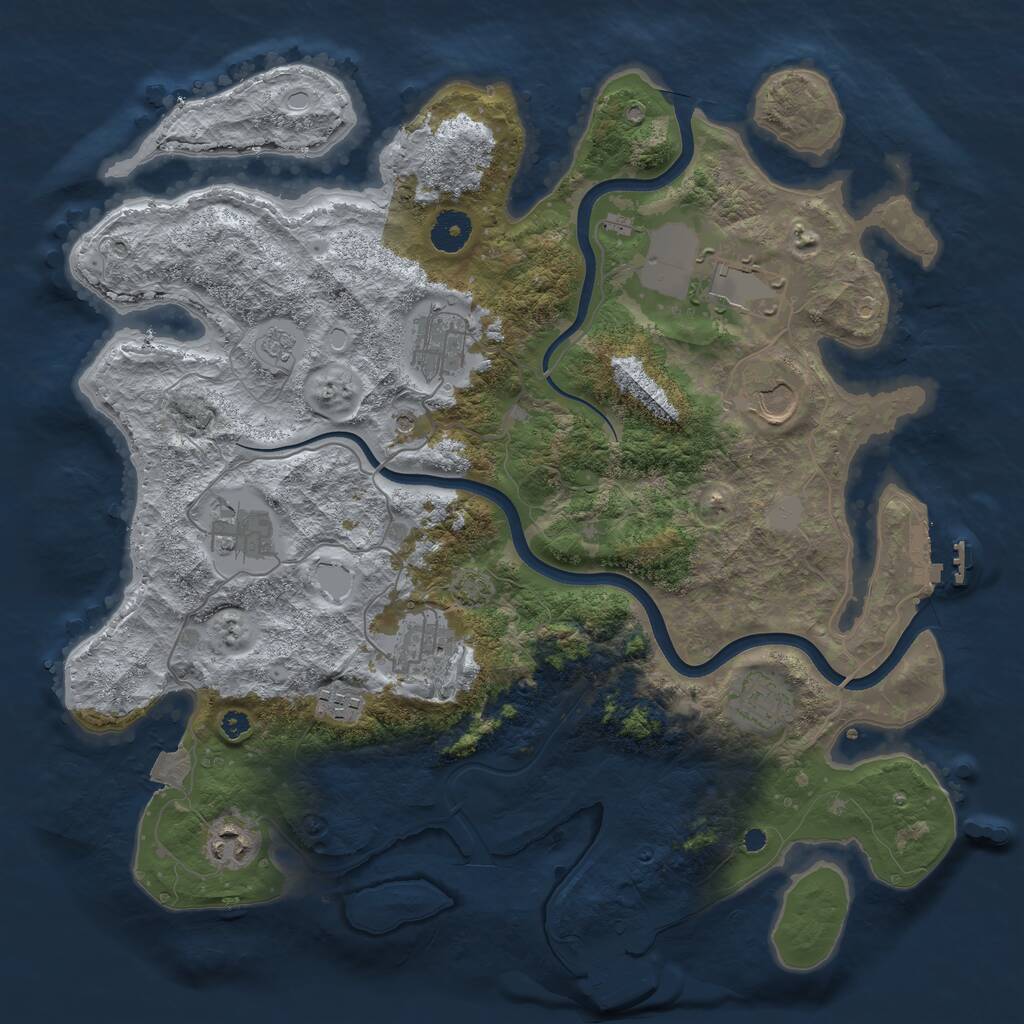 Rust Map: Procedural Map, Size: 3750, Seed: 535705, 14 Monuments