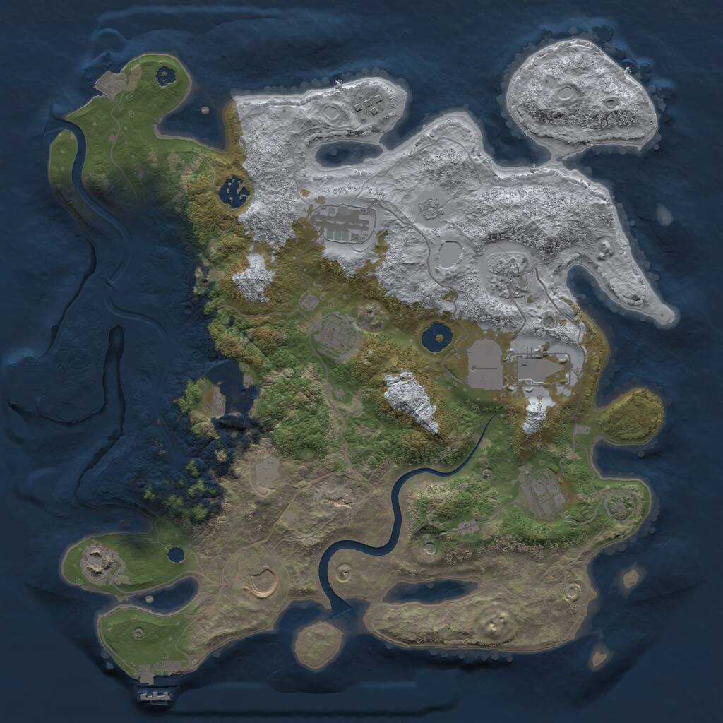 Rust Map: Procedural Map, Size: 3700, Seed: 143933259, 16 Monuments