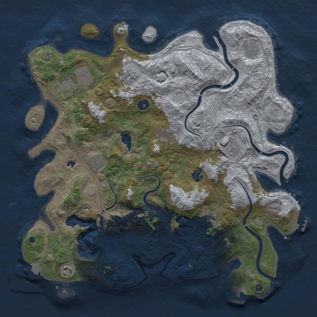 Rust Map: Procedural Map, Size: 4250, Seed: 1063197677, 16 Monuments
