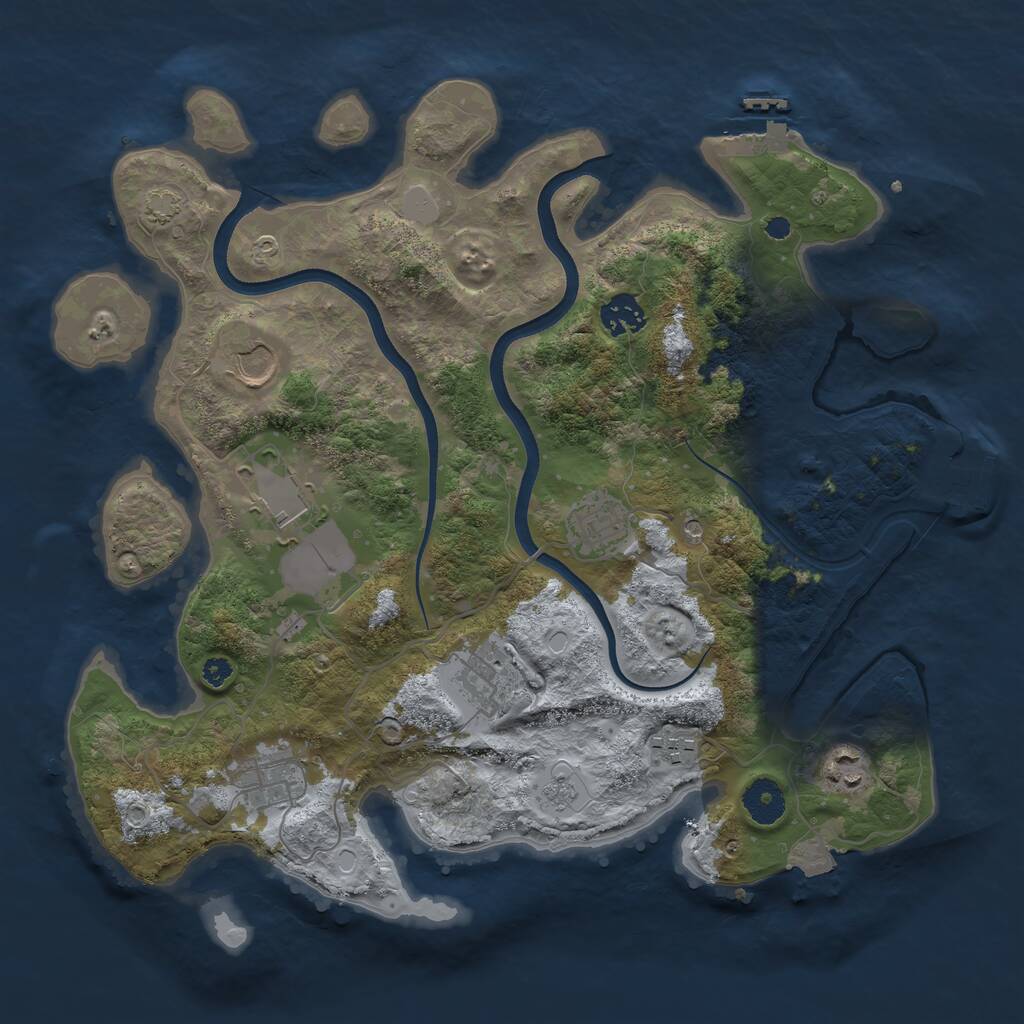 Rust Map: Procedural Map, Size: 3600, Seed: 715048, 14 Monuments