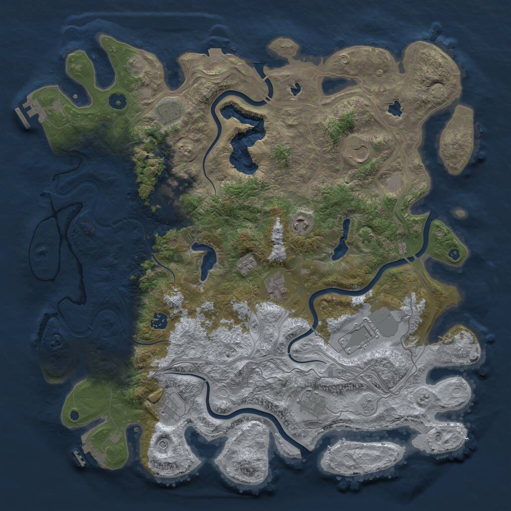 Rust Map: Procedural Map, Size: 4500, Seed: 1560201845, 16 Monuments