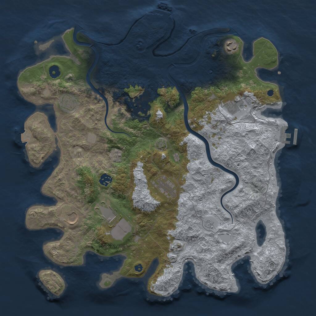 Rust Map: Procedural Map, Size: 3950, Seed: 1205739073, 15 Monuments