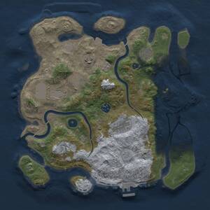 Thumbnail Rust Map: Procedural Map, Size: 3500, Seed: 1458016640, 14 Monuments