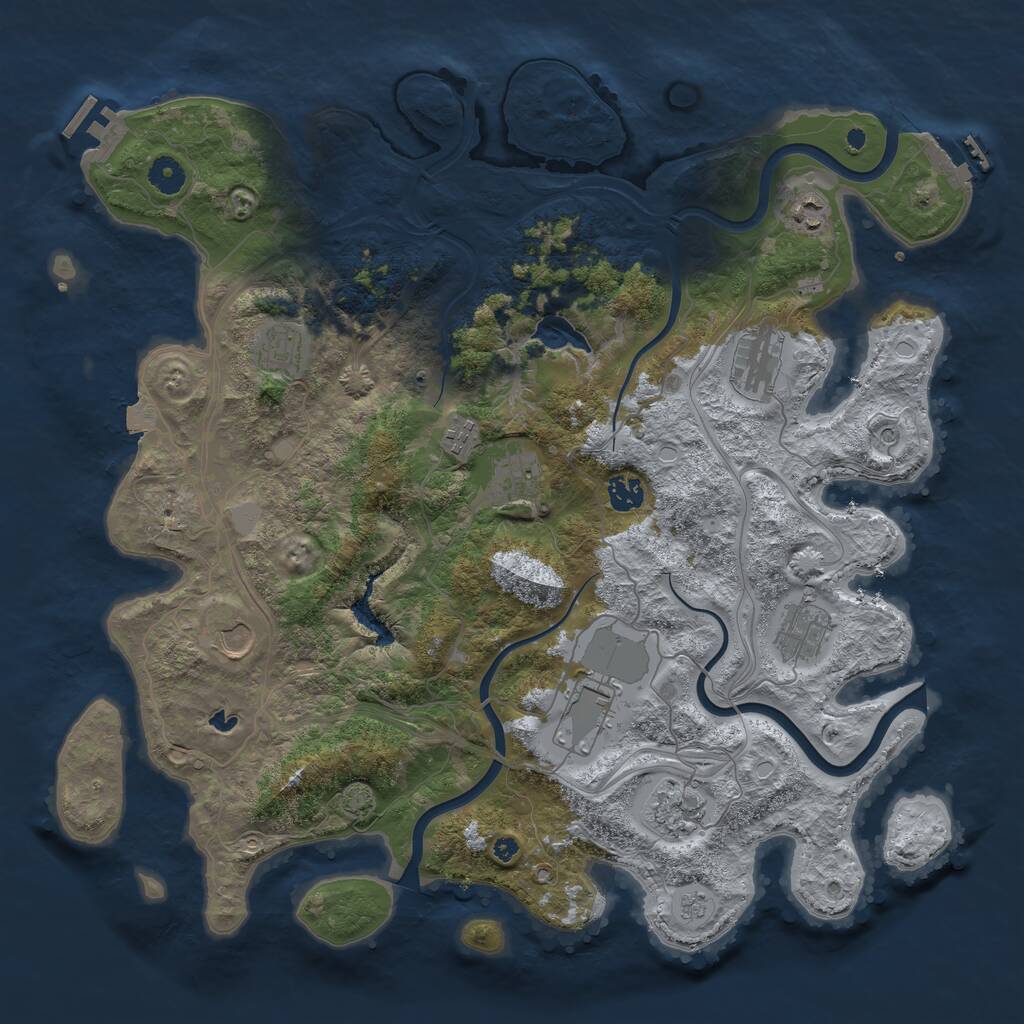 Rust Map: Procedural Map, Size: 4250, Seed: 1007425608, 16 Monuments