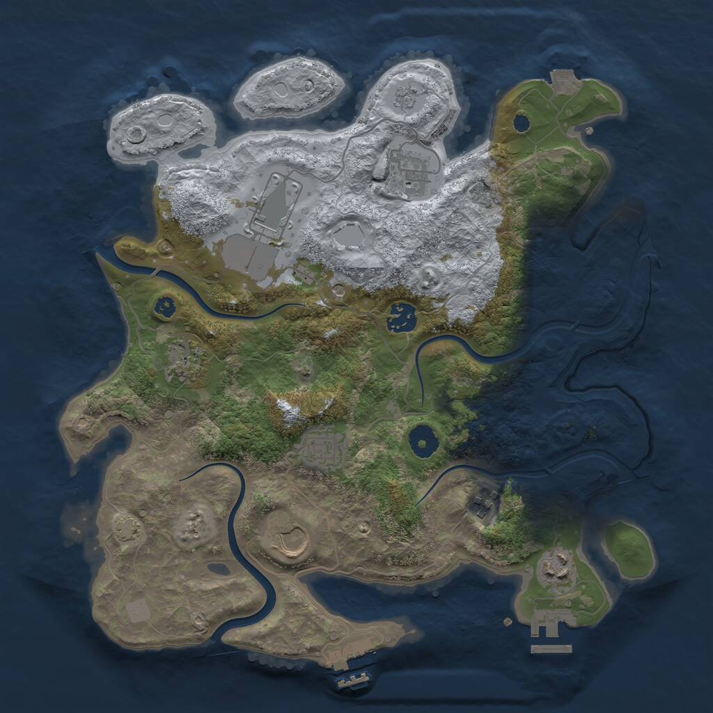 Rust Map: Procedural Map, Size: 3500, Seed: 956787758, 14 Monuments