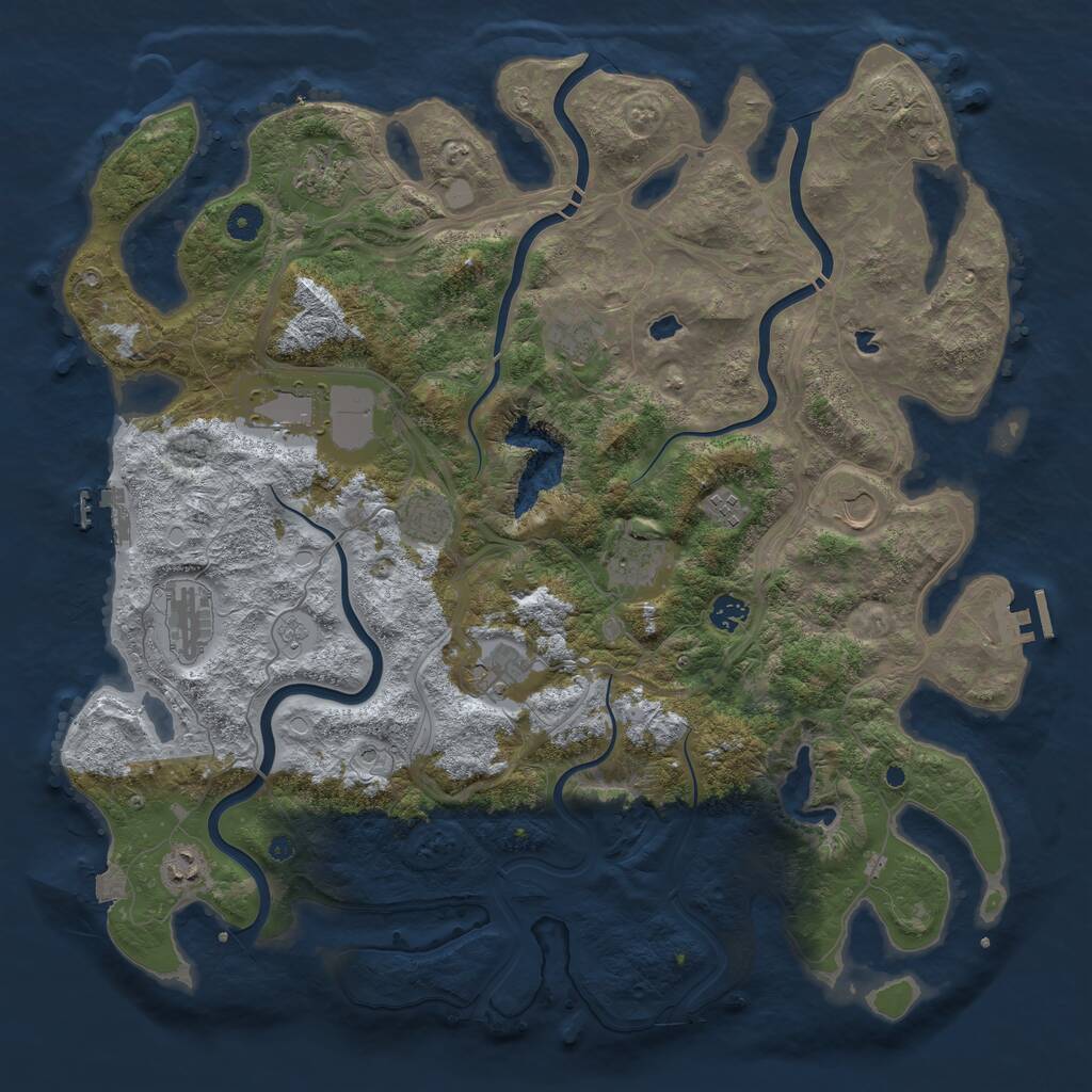 Rust Map: Procedural Map, Size: 4500, Seed: 1158847343, 17 Monuments