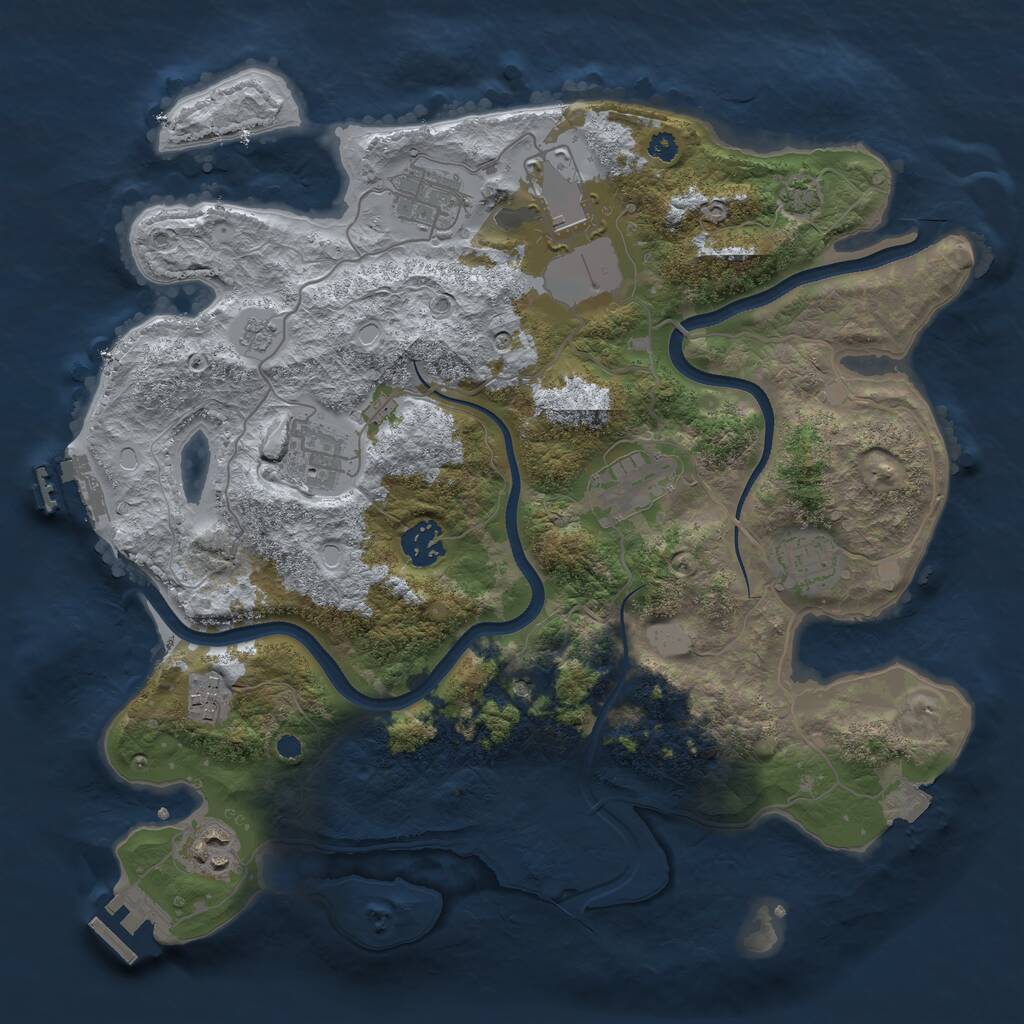 Rust Map: Procedural Map, Size: 3500, Seed: 724187092, 14 Monuments