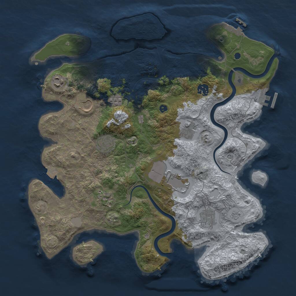 Rust Map: Procedural Map, Size: 3750, Seed: 712056, 15 Monuments