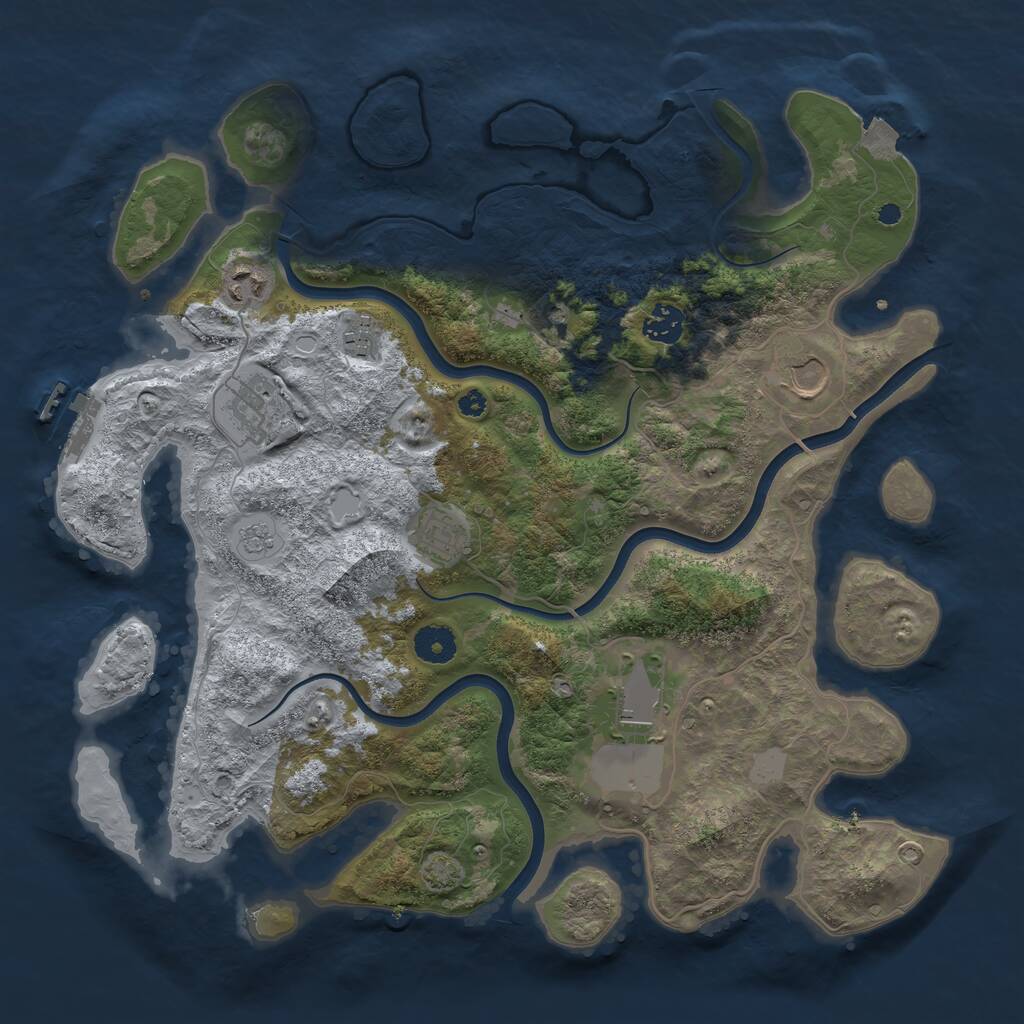 Rust Map: Procedural Map, Size: 3800, Seed: 1094797817, 12 Monuments