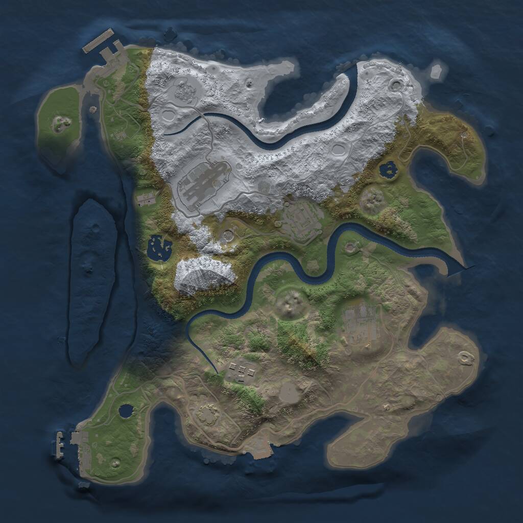 Rust Map: Procedural Map, Size: 3000, Seed: 990174840, 11 Monuments