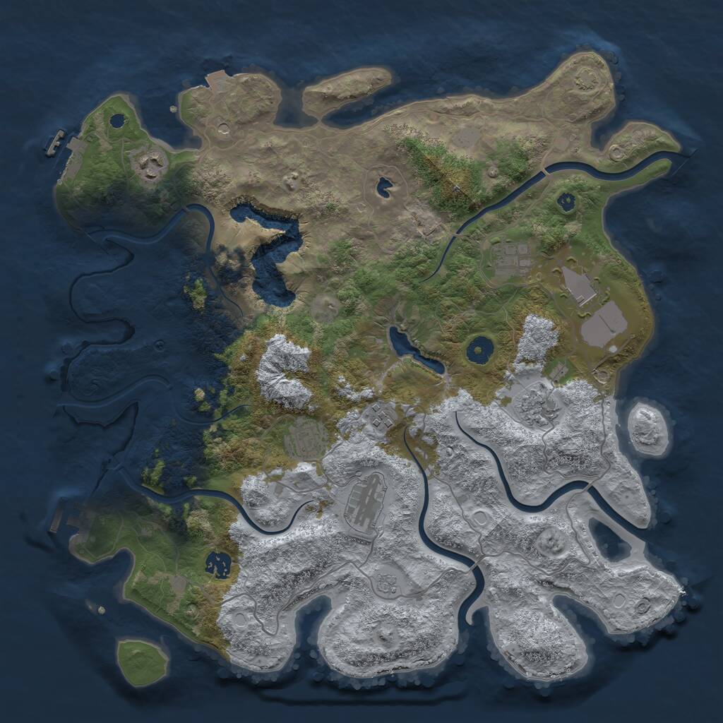 Rust Map: Procedural Map, Size: 4050, Seed: 1176667306, 14 Monuments