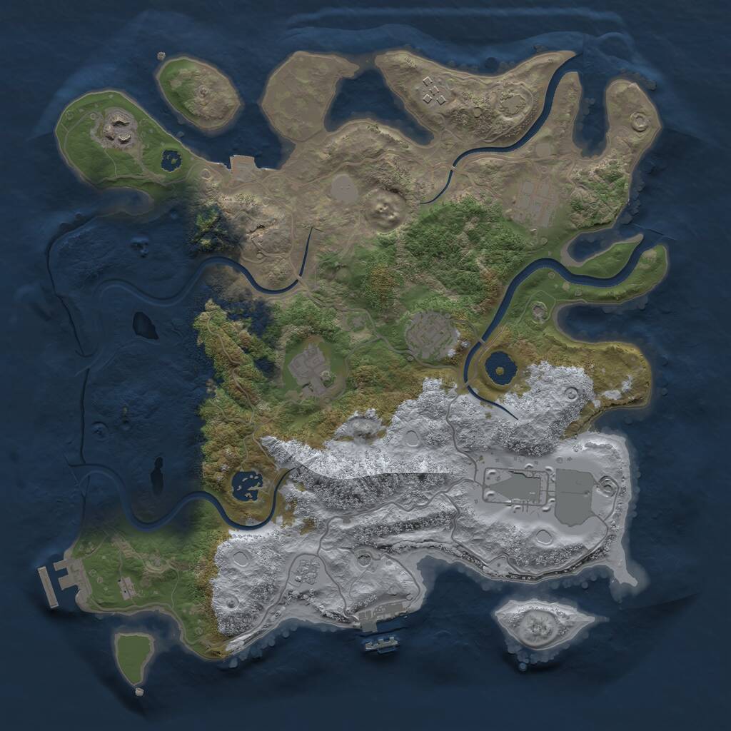Rust Map: Procedural Map, Size: 3500, Seed: 595151734, 13 Monuments
