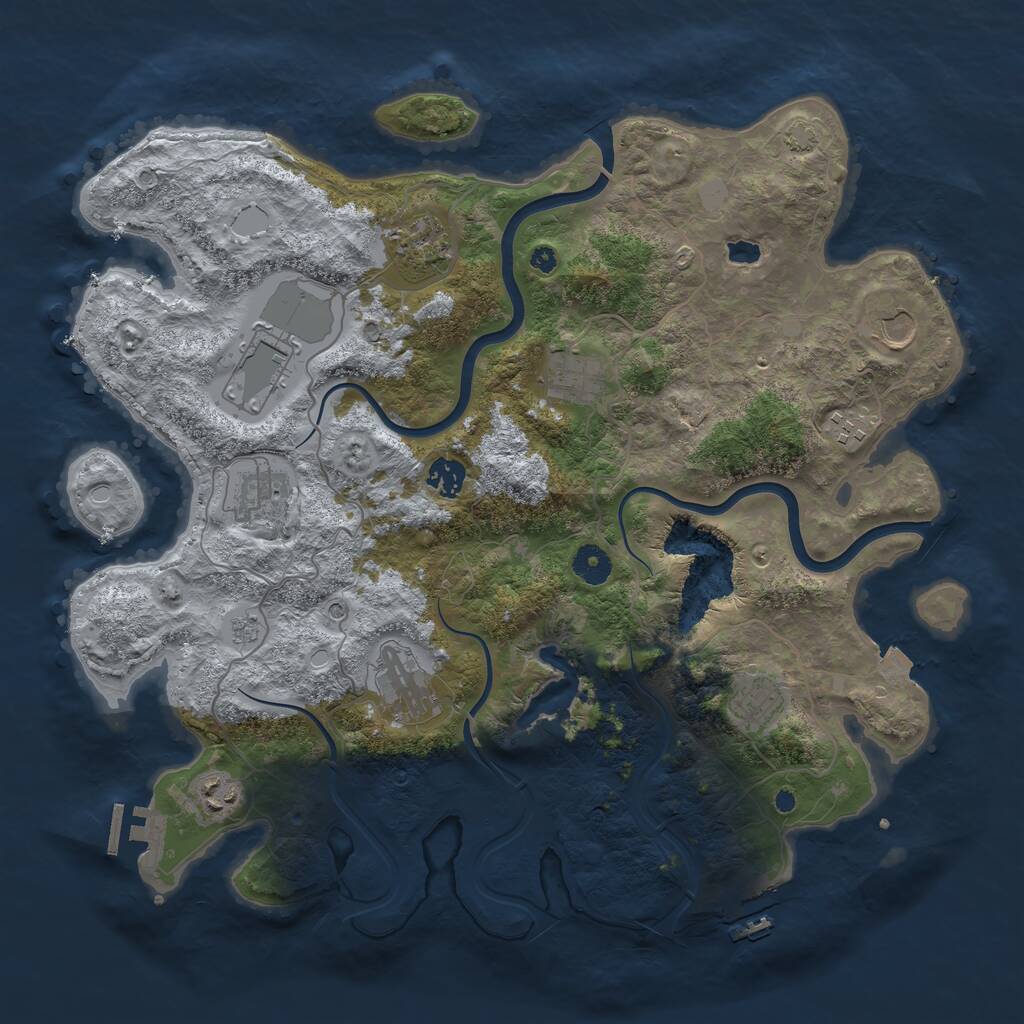 Rust Map: Procedural Map, Size: 4000, Seed: 30318324, 16 Monuments