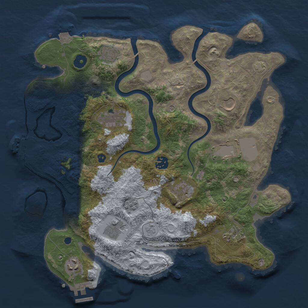 Rust Map: Procedural Map, Size: 3500, Seed: 664277, 16 Monuments