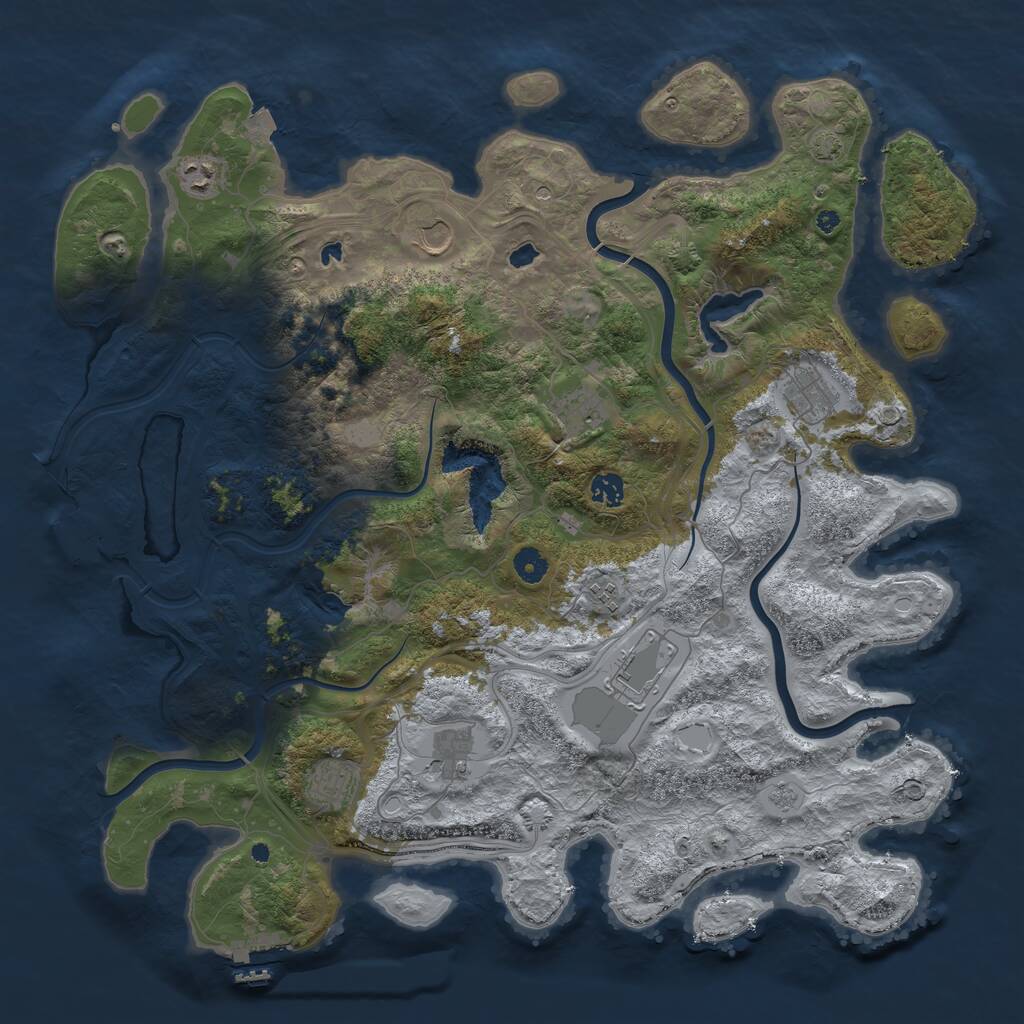 Rust Map: Procedural Map, Size: 4500, Seed: 664234, 15 Monuments