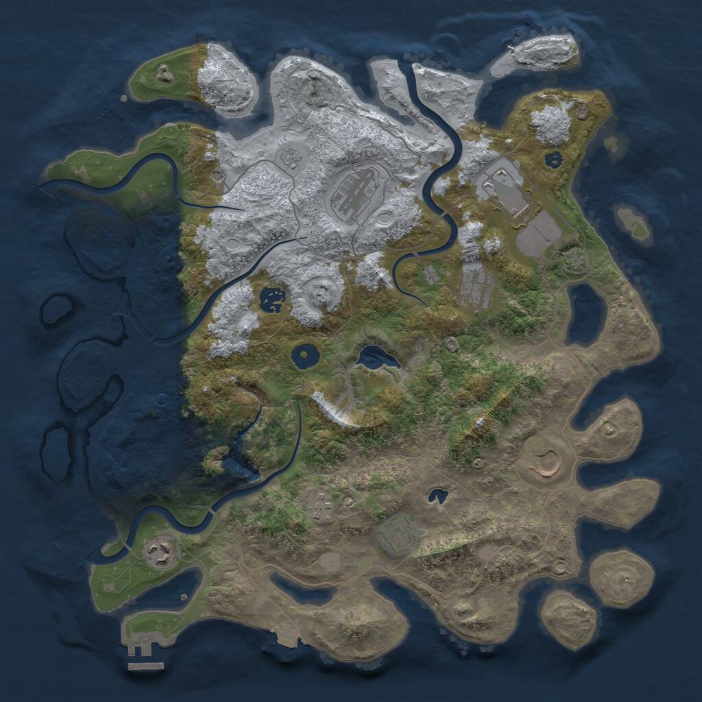 Rust Map: Procedural Map, Size: 4000, Seed: 976908407, 13 Monuments