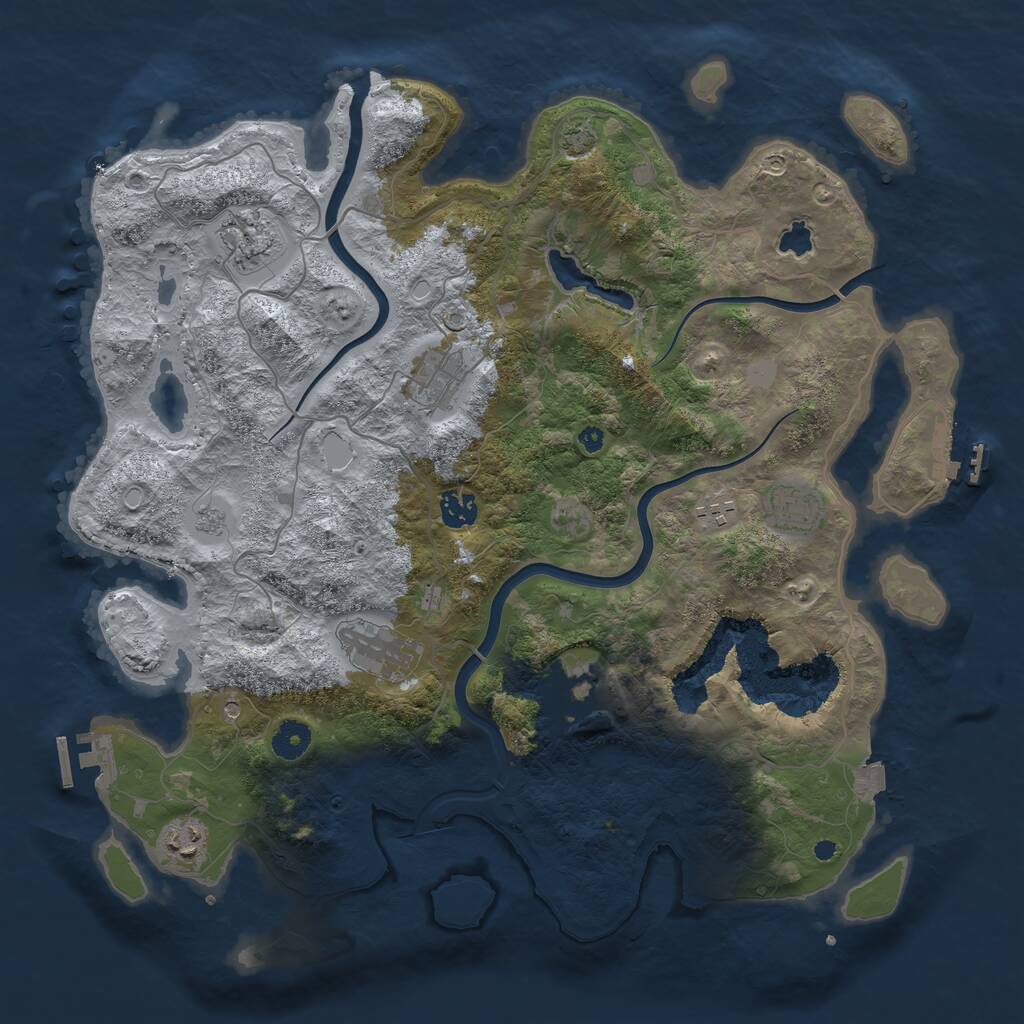 Rust Map: Procedural Map, Size: 4000, Seed: 628262, 14 Monuments