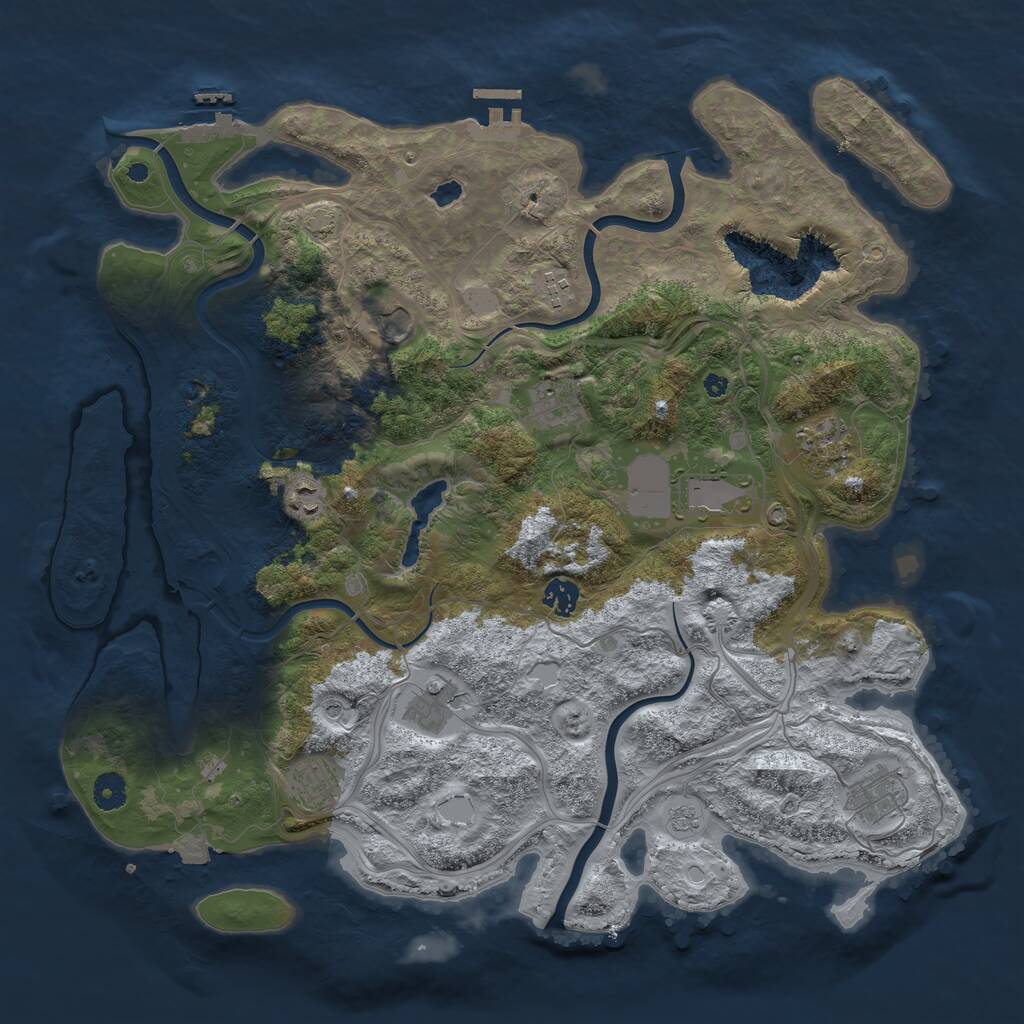 Rust Map: Procedural Map, Size: 4250, Seed: 942258245, 16 Monuments