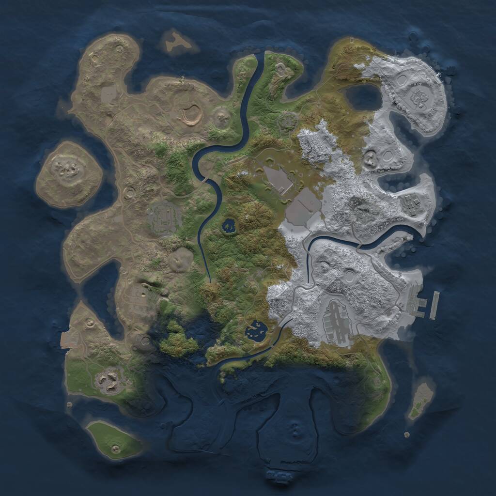 Rust Map: Procedural Map, Size: 3500, Seed: 609420, 14 Monuments