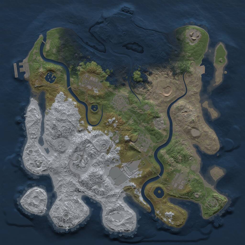 Rust Map: Procedural Map, Size: 3500, Seed: 452331, 16 Monuments