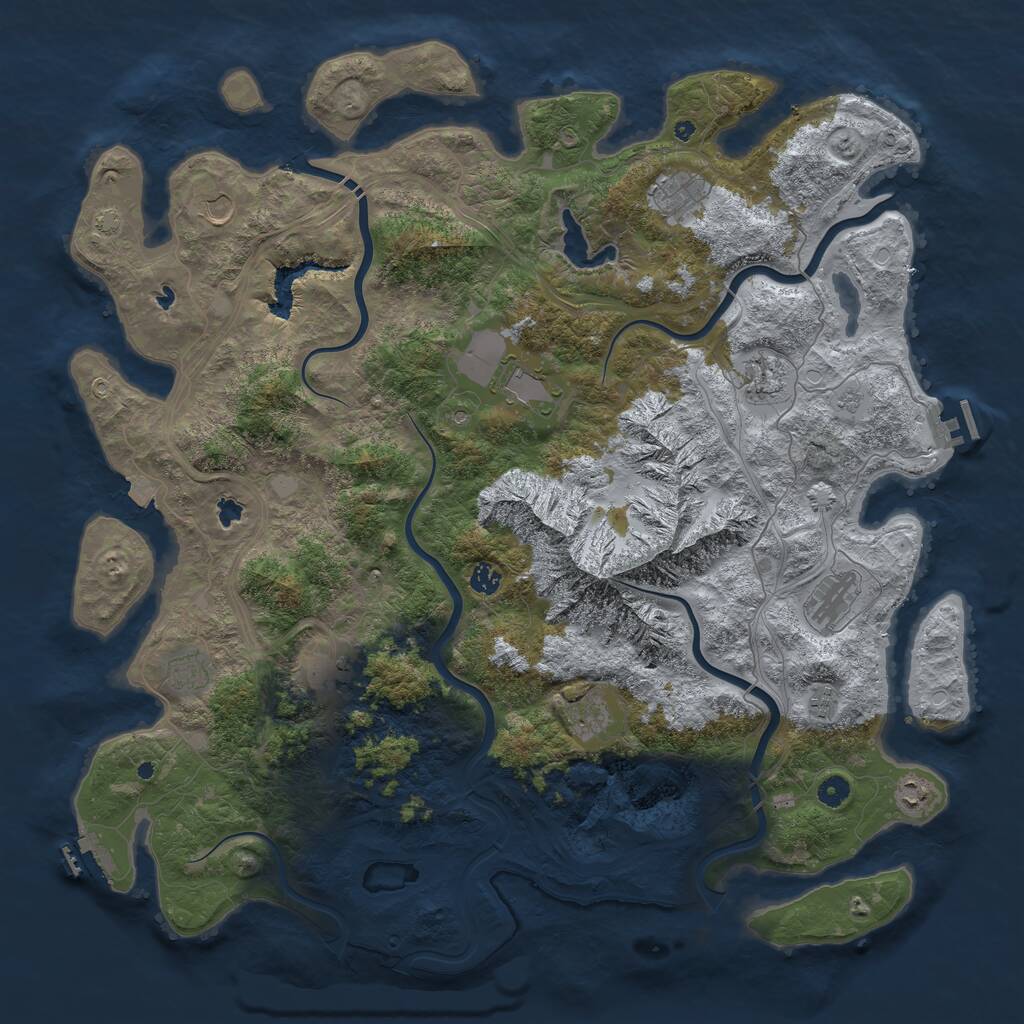 Rust Map: Procedural Map, Size: 5000, Seed: 1219718454, 17 Monuments