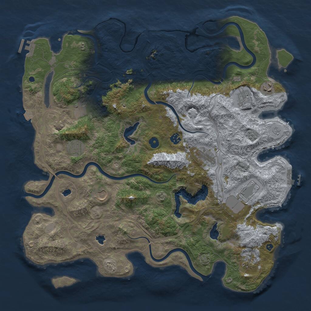 Rust Map: Procedural Map, Size: 4500, Seed: 1911313288, 16 Monuments