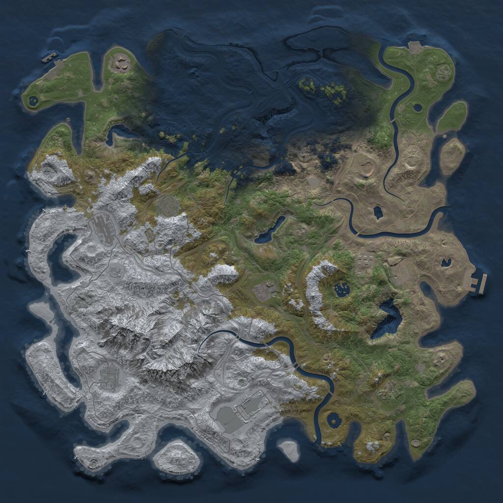 Rust Map: Procedural Map, Size: 5000, Seed: 932199, 17 Monuments