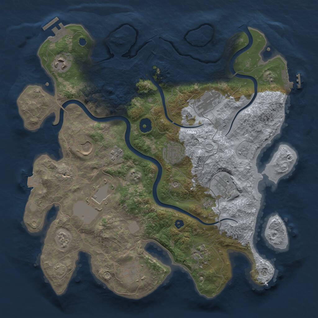 Rust Map: Procedural Map, Size: 3500, Seed: 869696, 15 Monuments