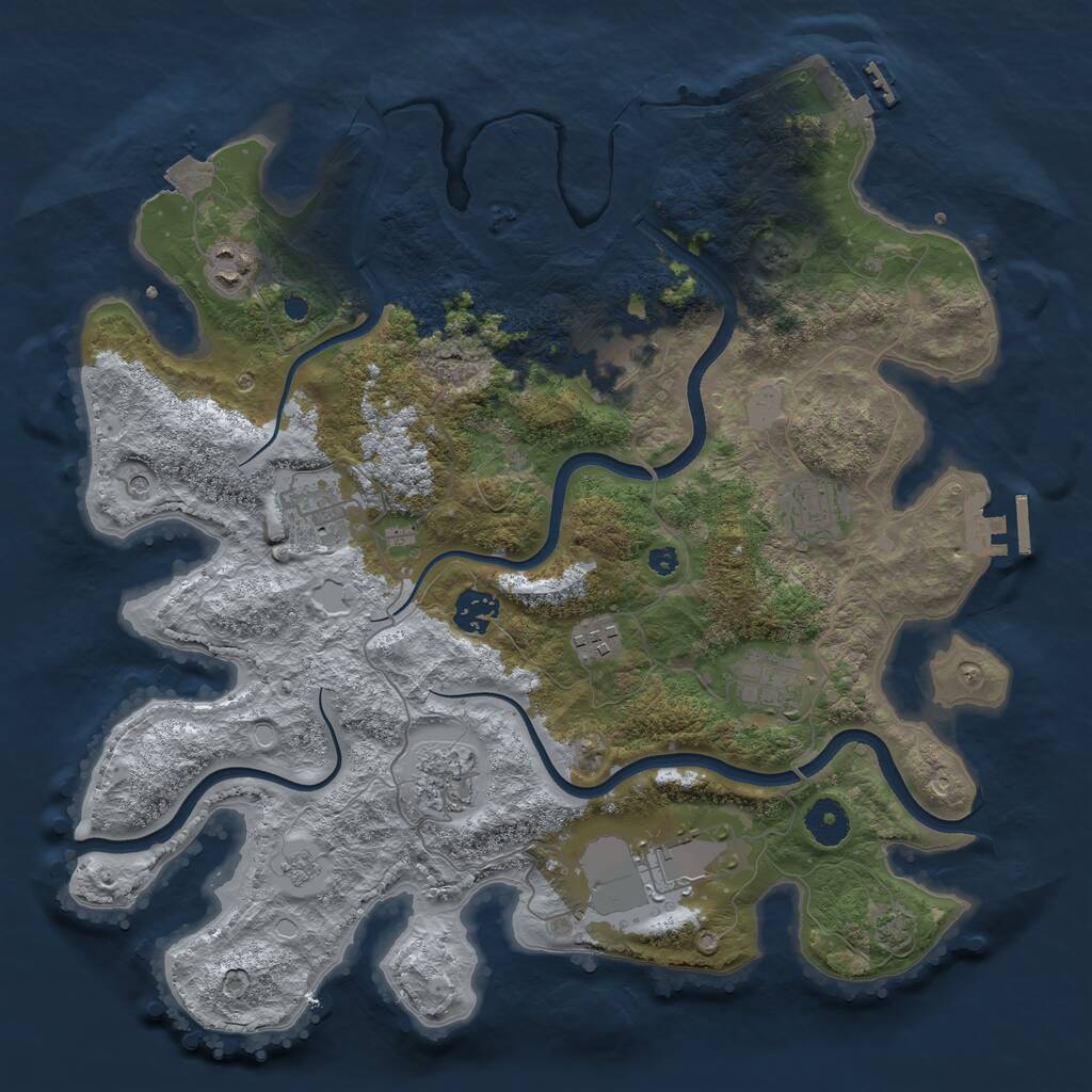 Rust Map: Procedural Map, Size: 3700, Seed: 1650281518, 15 Monuments