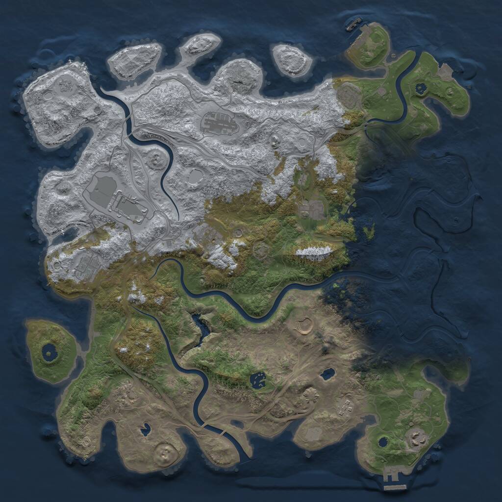Rust Map: Procedural Map, Size: 4500, Seed: 673222, 17 Monuments