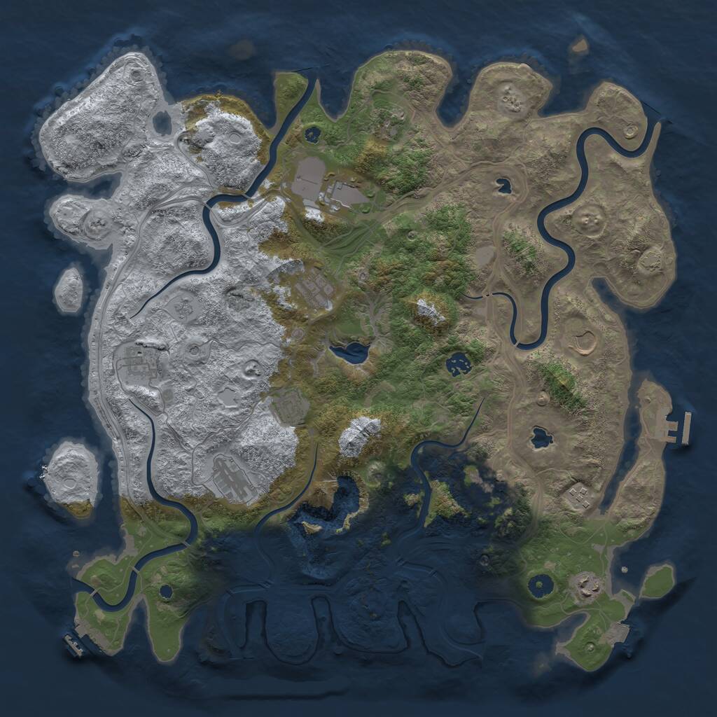 Rust Map: Procedural Map, Size: 4500, Seed: 448745, 17 Monuments