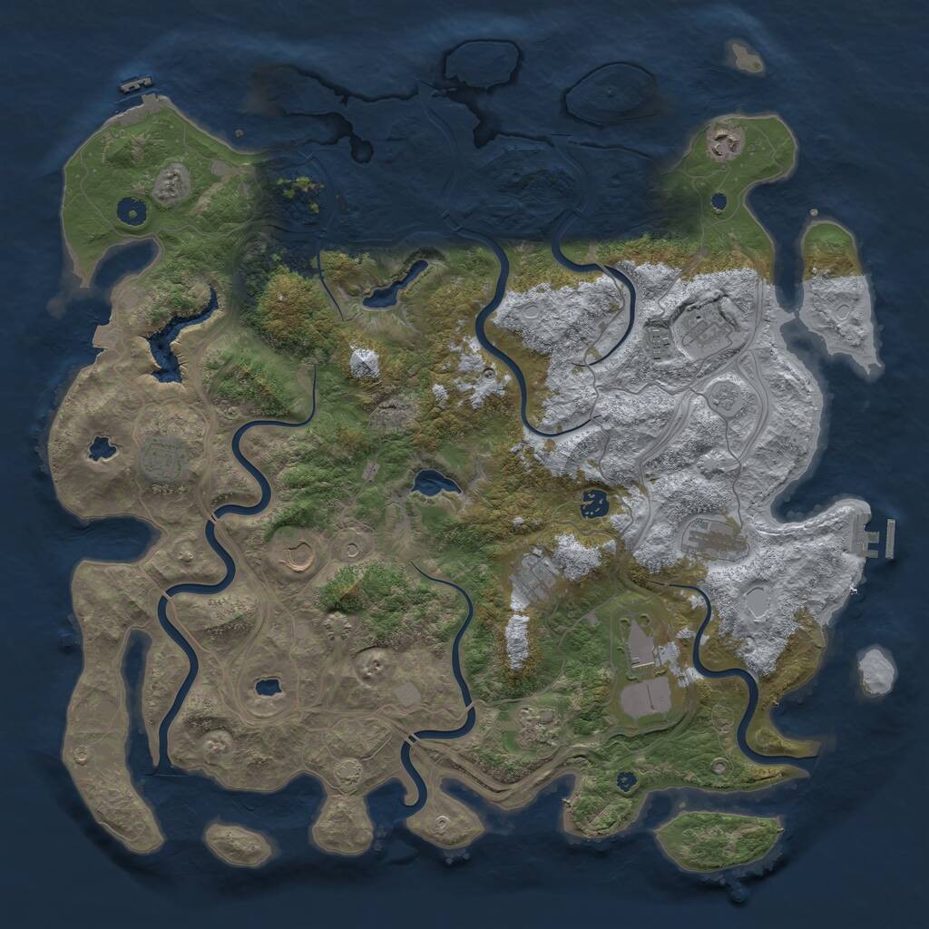 Rust Map: Procedural Map, Size: 4750, Seed: 845239, 16 Monuments