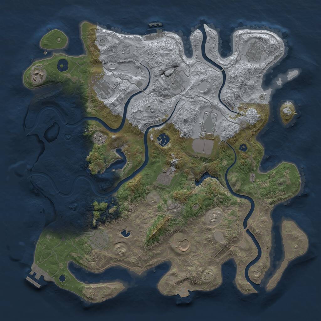 Rust Map: Procedural Map, Size: 4000, Seed: 317345, 16 Monuments