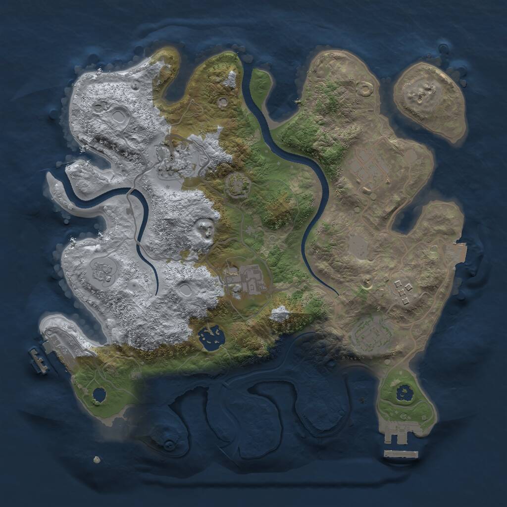 Rust Map: Procedural Map, Size: 3000, Seed: 639202, 11 Monuments
