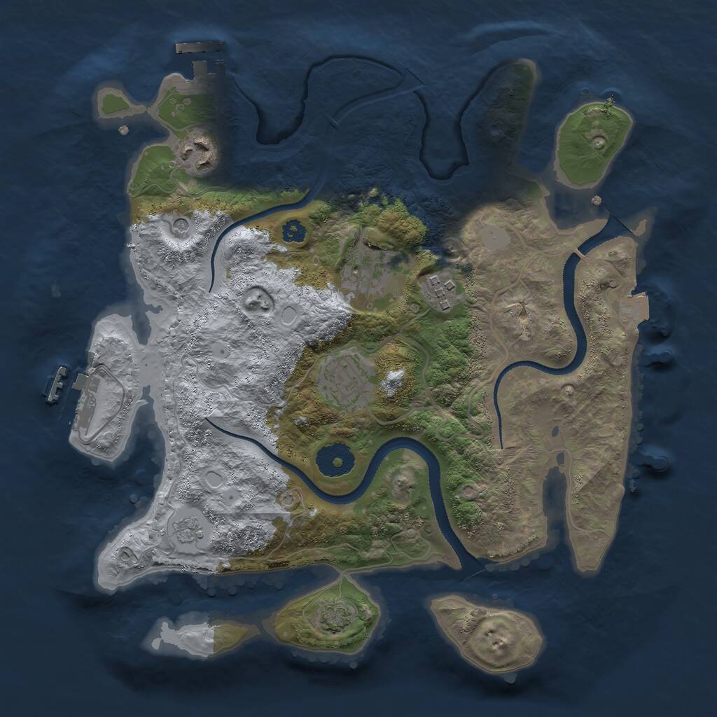 Rust Map: Procedural Map, Size: 3000, Seed: 16817, 10 Monuments