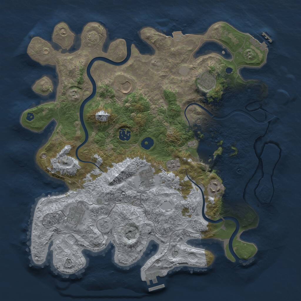 Rust Map: Procedural Map, Size: 3700, Seed: 630937824, 14 Monuments