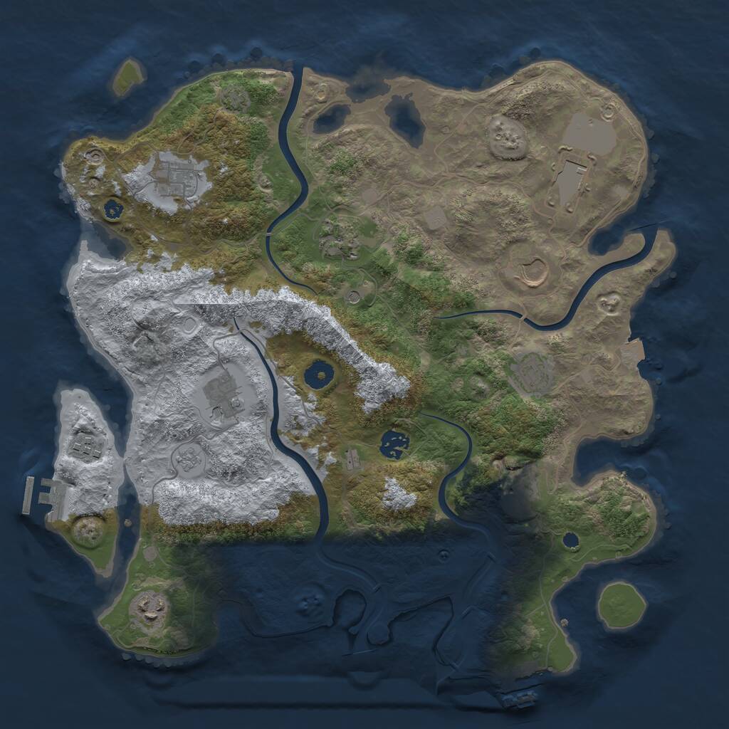 Rust Map: Procedural Map, Size: 3850, Seed: 287686, 16 Monuments