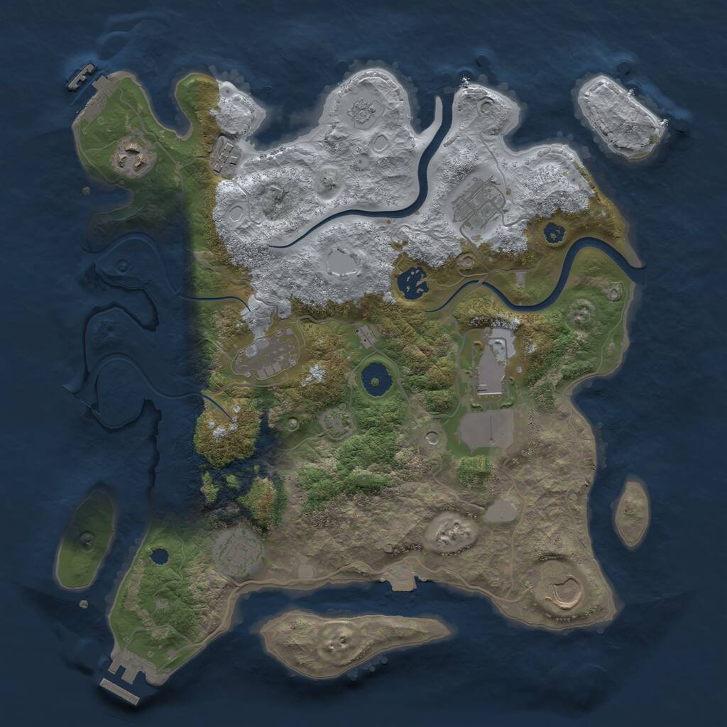 Rust Map: Procedural Map, Size: 3500, Seed: 944851, 14 Monuments