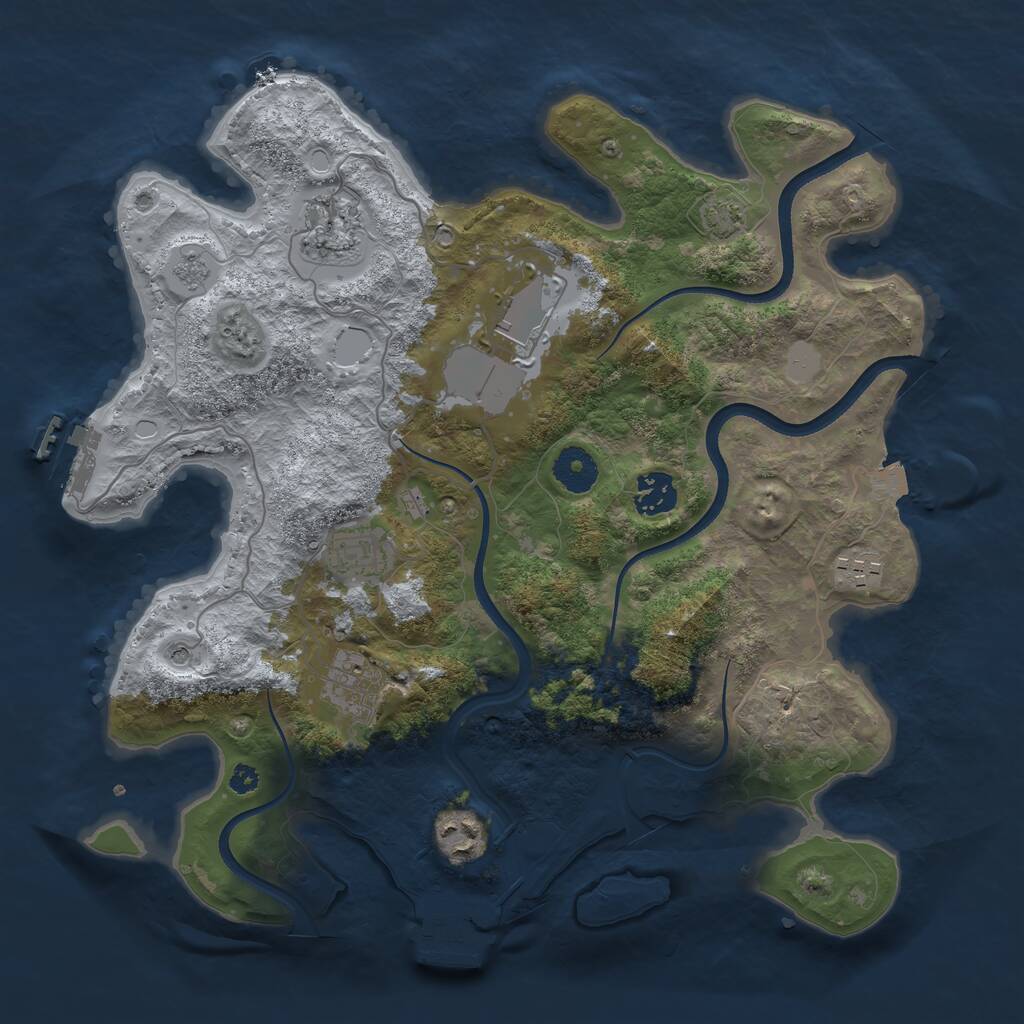 Rust Map: Procedural Map, Size: 3500, Seed: 361324, 13 Monuments