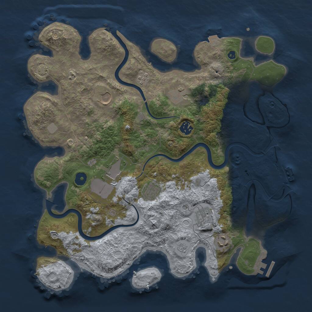 Rust Map: Procedural Map, Size: 3750, Seed: 751562, 14 Monuments