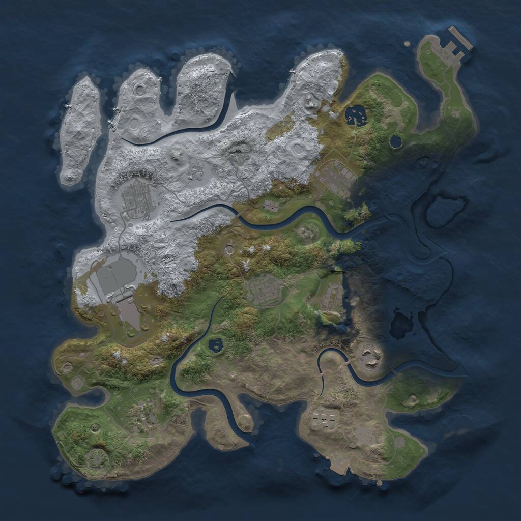 Rust Map: Procedural Map, Size: 3500, Seed: 838766685, 14 Monuments