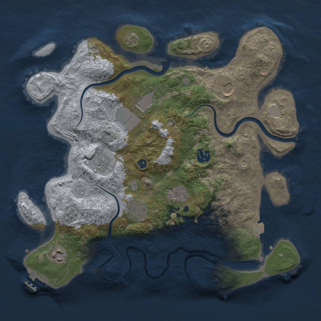 Rust Map: Procedural Map, Size: 3500, Seed: 91949336, 13 Monuments