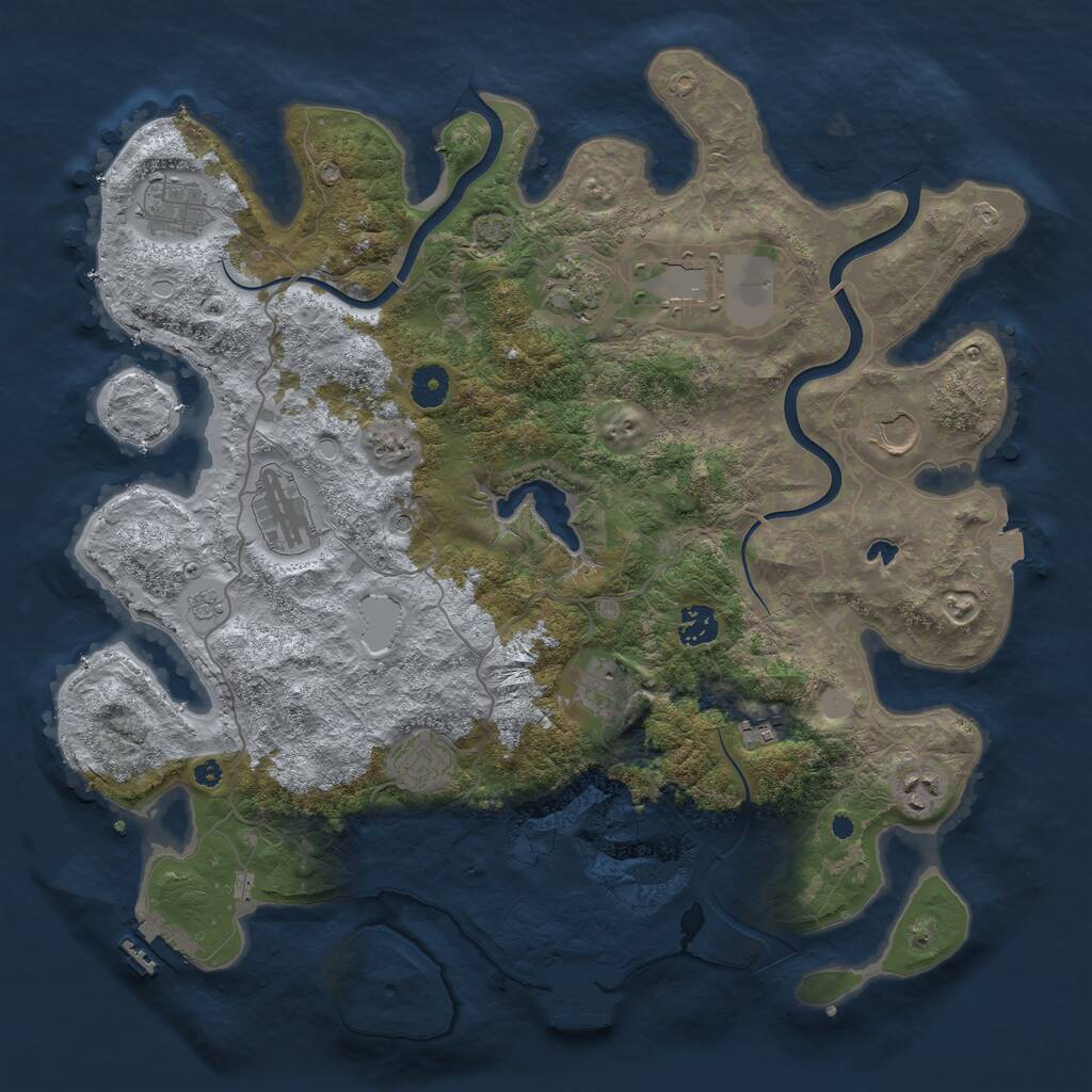 Rust Map: Procedural Map, Size: 4000, Seed: 542118, 16 Monuments
