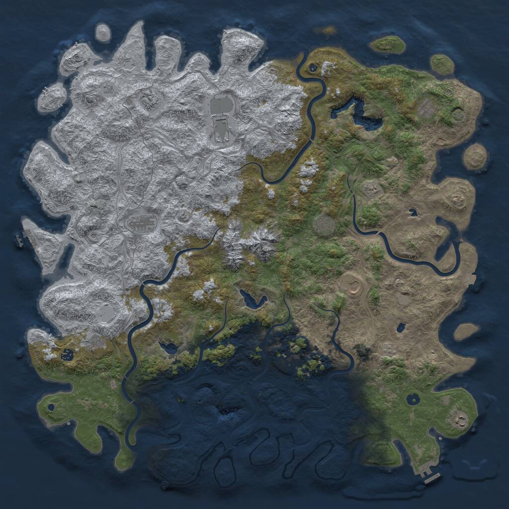 Rust Map: Procedural Map, Size: 6000, Seed: 589639460, 17 Monuments