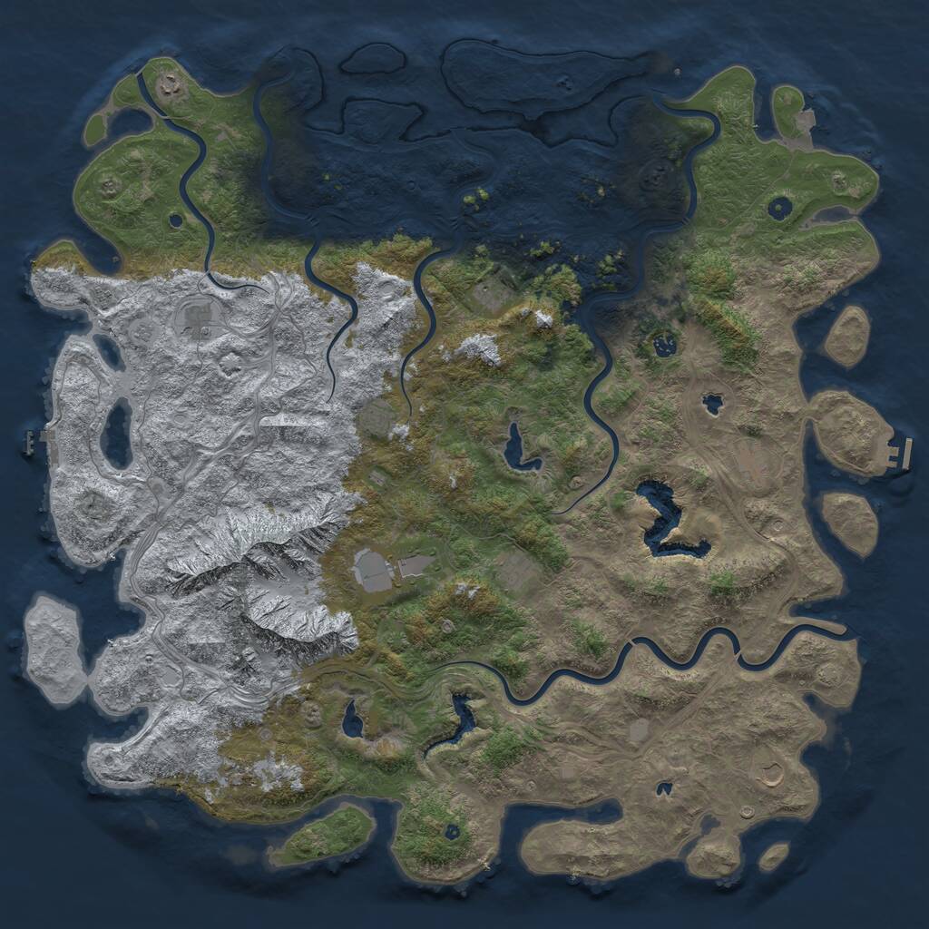 Rust Map: Procedural Map, Size: 6000, Seed: 209196712, 17 Monuments