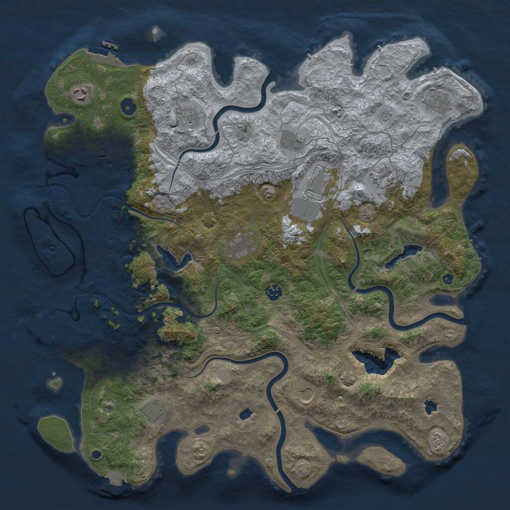 Rust Map: Procedural Map, Size: 4750, Seed: 834443, 17 Monuments