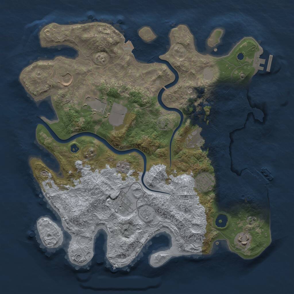 Rust Map: Procedural Map, Size: 3500, Seed: 108378, 13 Monuments