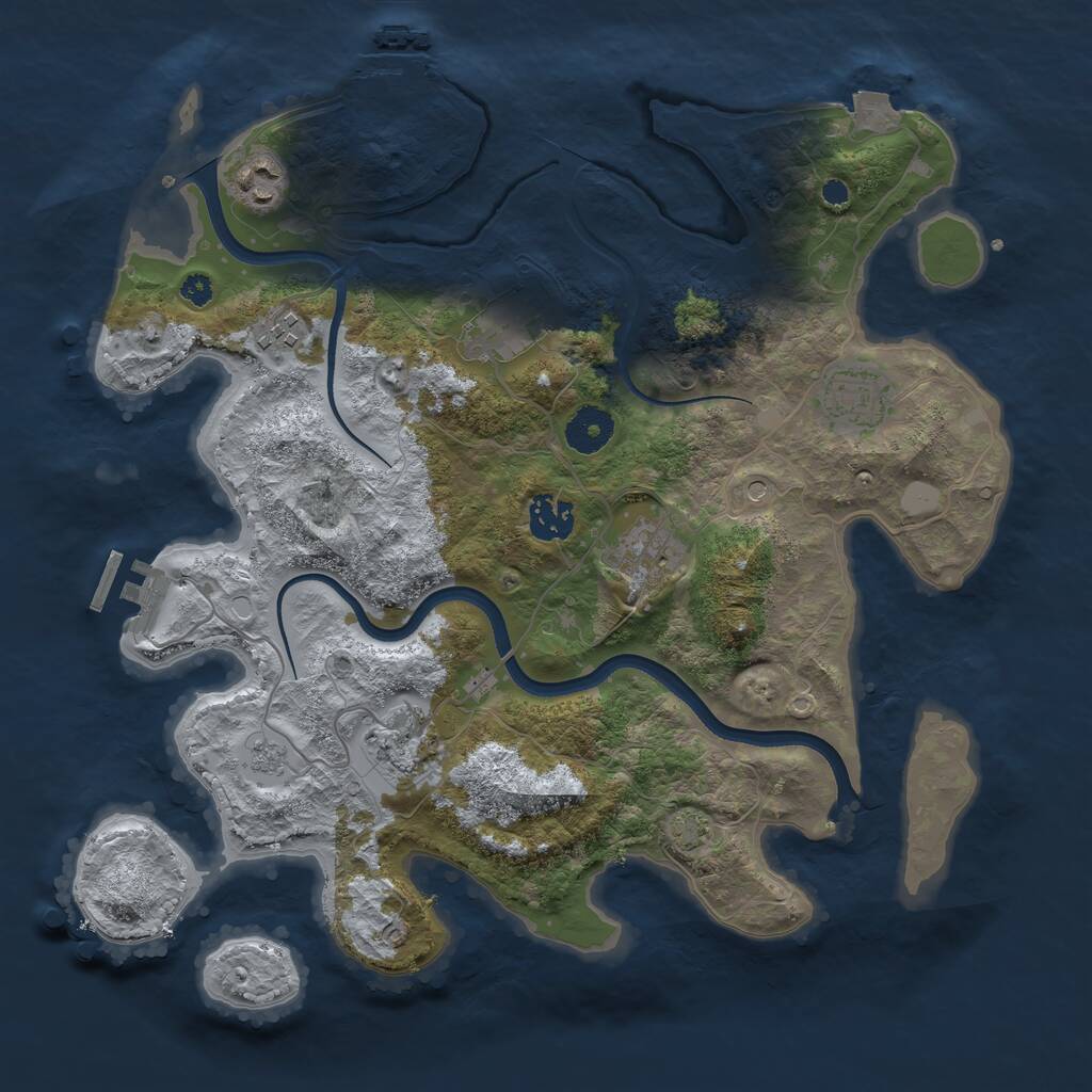 Rust Map: Procedural Map, Size: 3500, Seed: 2372910, 13 Monuments